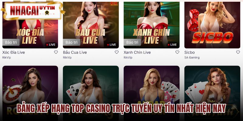 Bảng dữ liệu so sánh các Casino trực tuyến hàng đầu